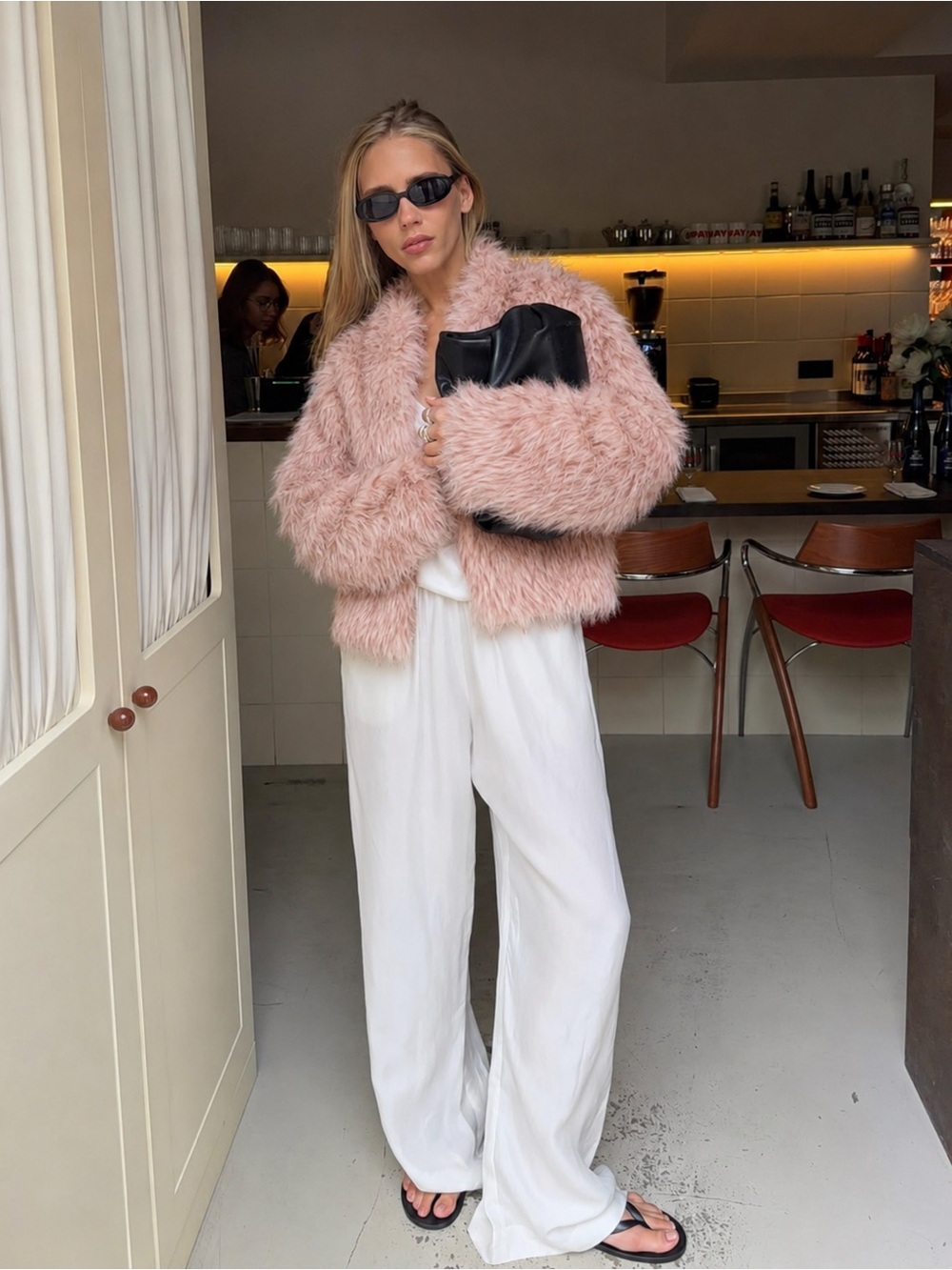 Fashion Nova Fernanda Pink Shaggy Faux Fur Cropped Coat Size XS